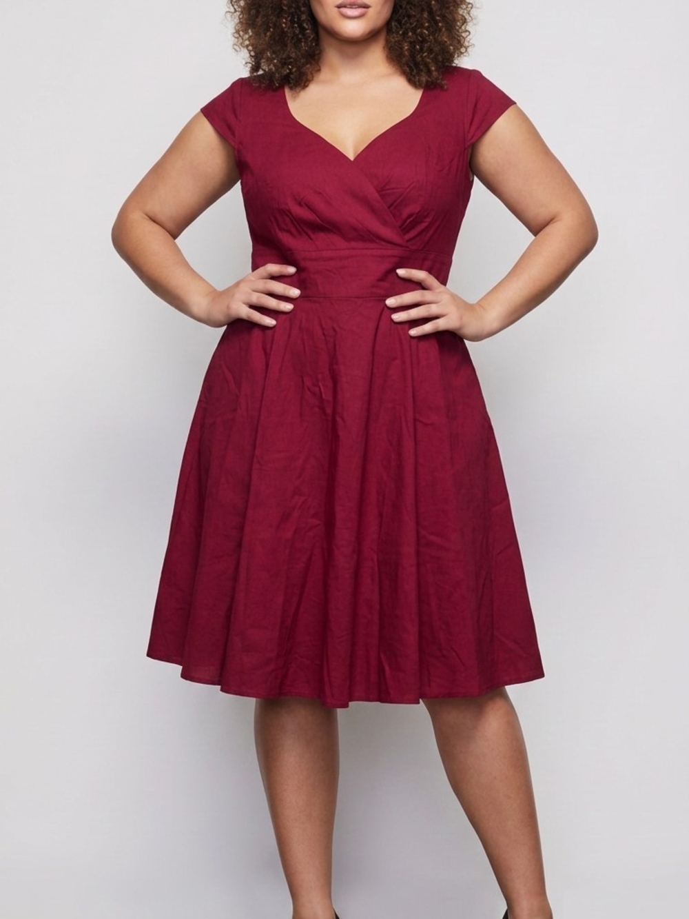 Women's Burgundy Fit-and-Flare Dress